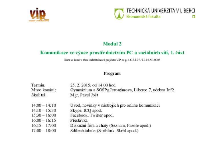 Vzdělávací kuzry - Technická univerzita Liberec
